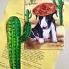 Bull terrier puppy with a sombrero, print, with a bookmark and letter