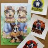 Print of bull terrier with 3 stickers.